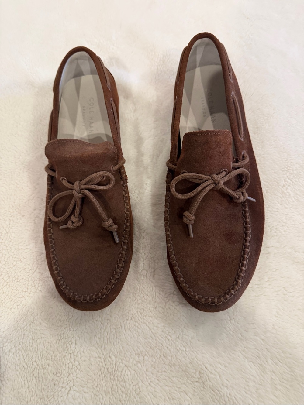 Cole Haan Brown Suede Moc Toe Tie Loafers